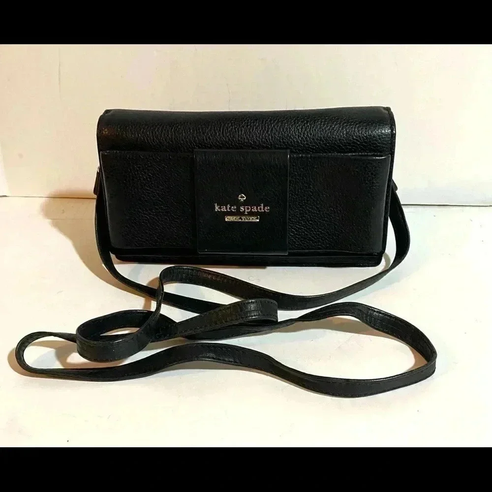 Kate spade black leather crossbody handbag